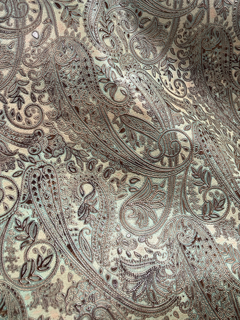 Paisley TURQUOISE BROWN material sample