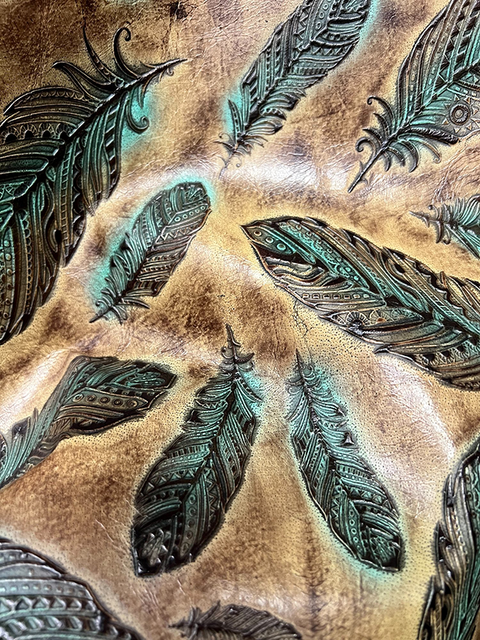 Plumas SEPIA TURQUOISE material sample