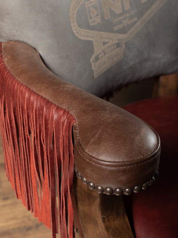 Pro Rodeo Fringe Leather Swivel Bar Stool - 40th NFR Anniversary Edition