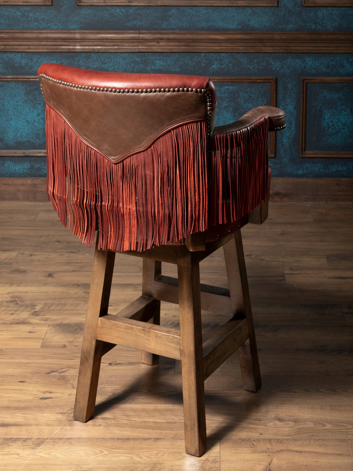 Pro Rodeo Fringe Leather Swivel Bar Stool - 40th NFR Anniversary Edition