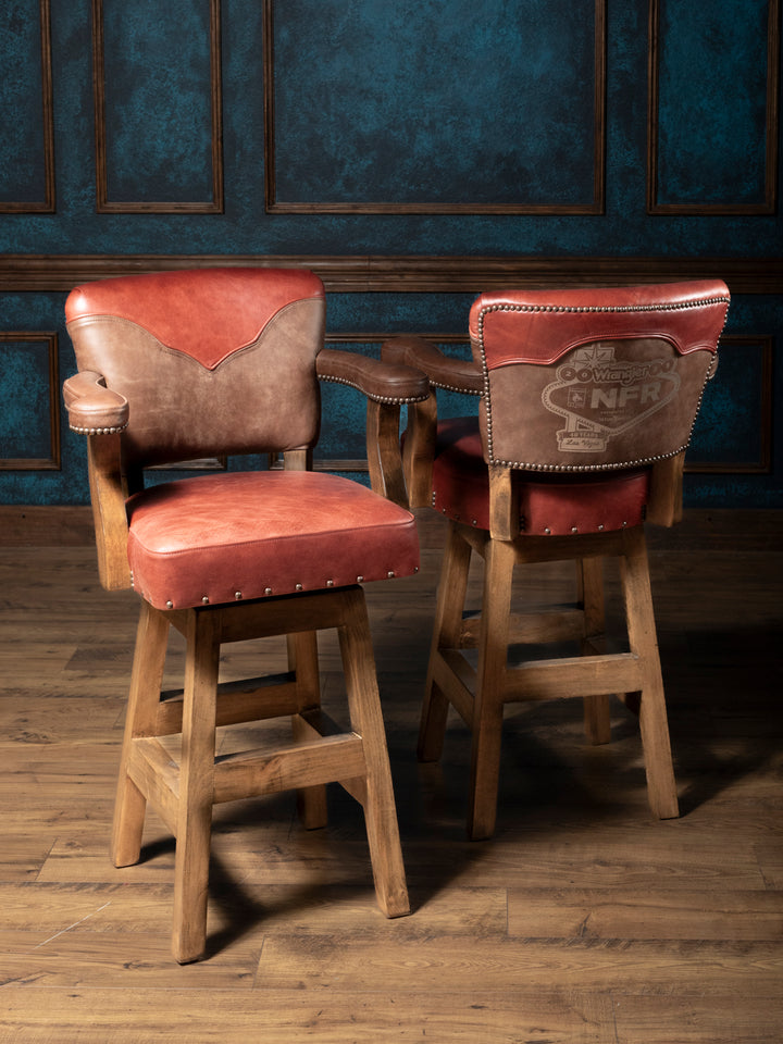 Pro Rodeo Leather Swivel Bar Stool - 40th NFR Anniversary Edition
