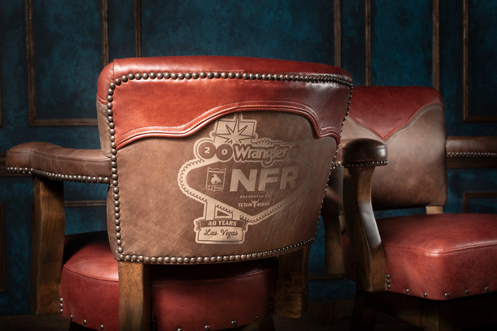 Pro Rodeo Leather Swivel Bar Stool - 40th NFR Anniversary Edition