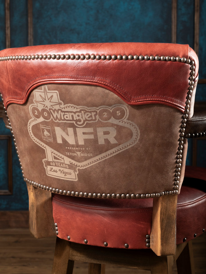 Pro Rodeo Leather Swivel Bar Stool - 40th NFR Anniversary Edition
