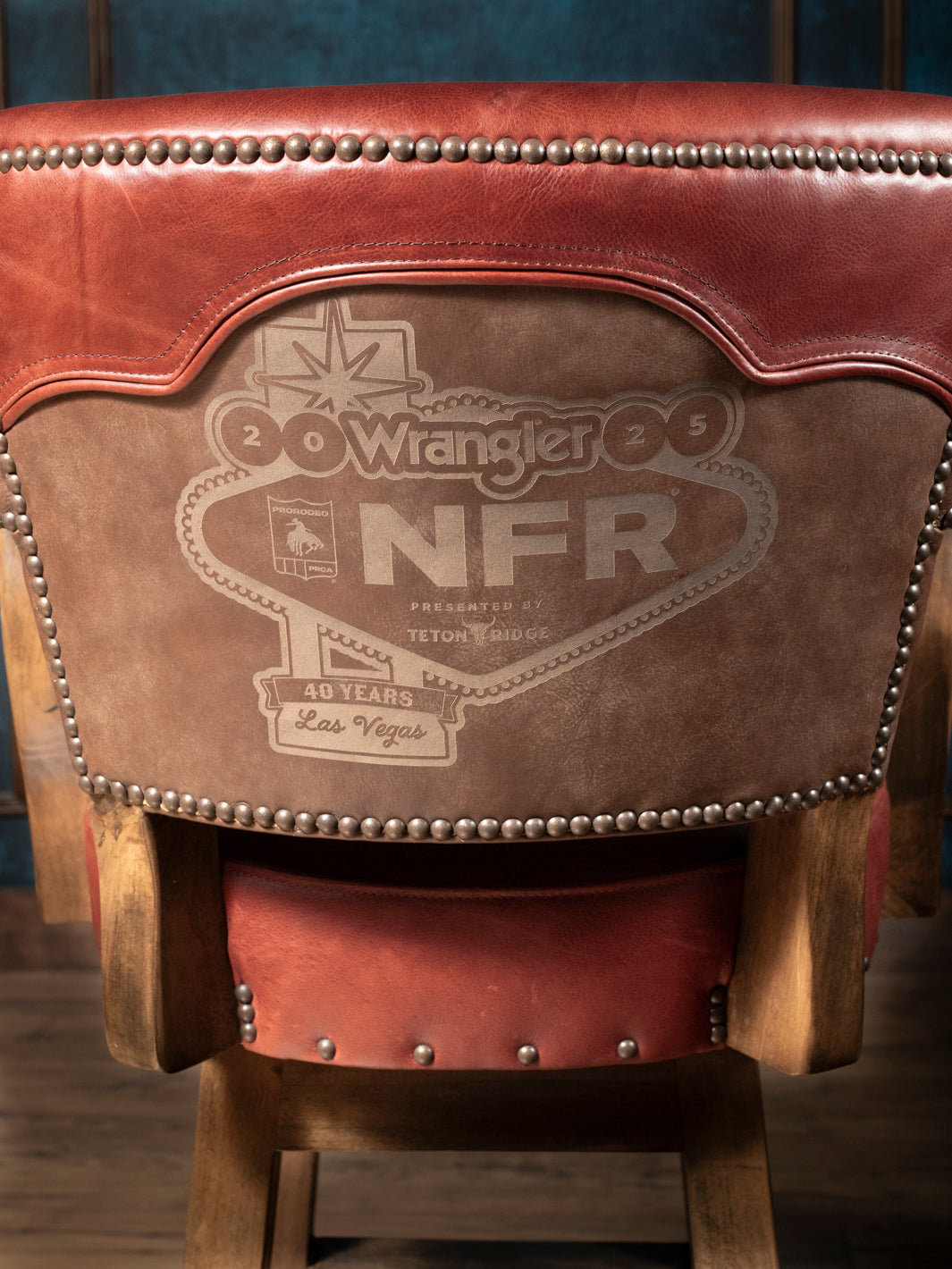 Pro Rodeo Leather Swivel Bar Stool - 40th NFR Anniversary Edition