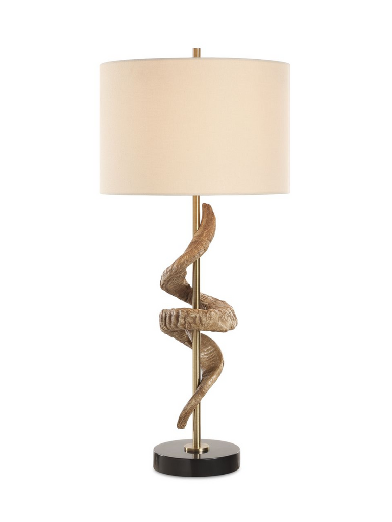 RAM HORN TABLE Lamp With Wooden Base Handmade Unique Style Copy Collector A £178.00 - UK