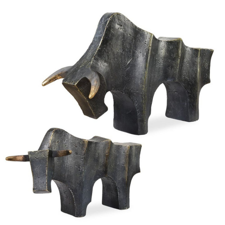 Regal Bull Sculpture - Set of Two