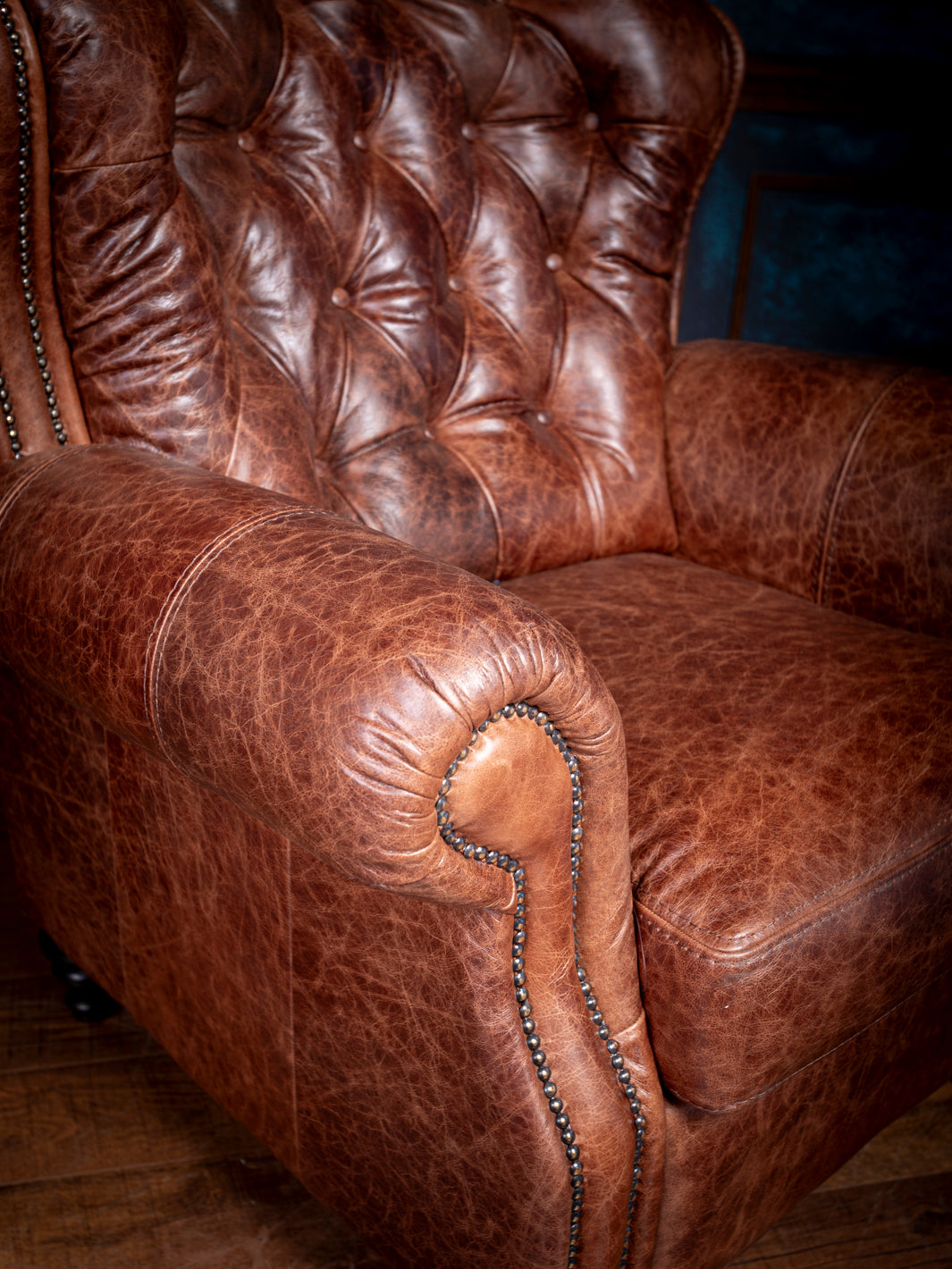 Remington Crackle Cinnamon Leather Accent Chair