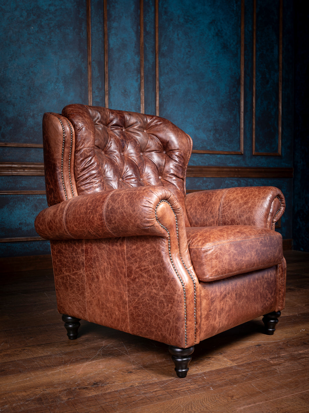 Remington Crackle Cinnamon Leather Accent Chair