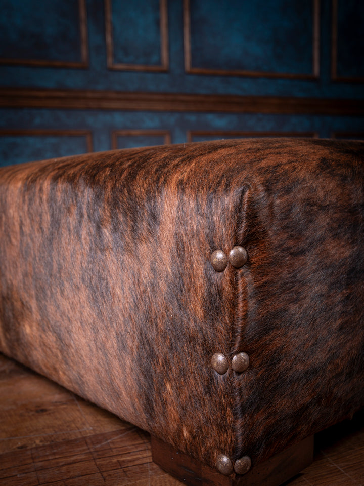 Square Cowhide Leather Ottoman