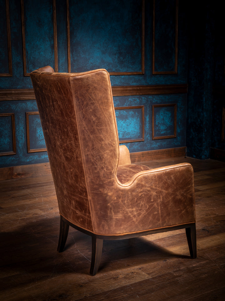 Rustic Sycamore Leather Accent Chair