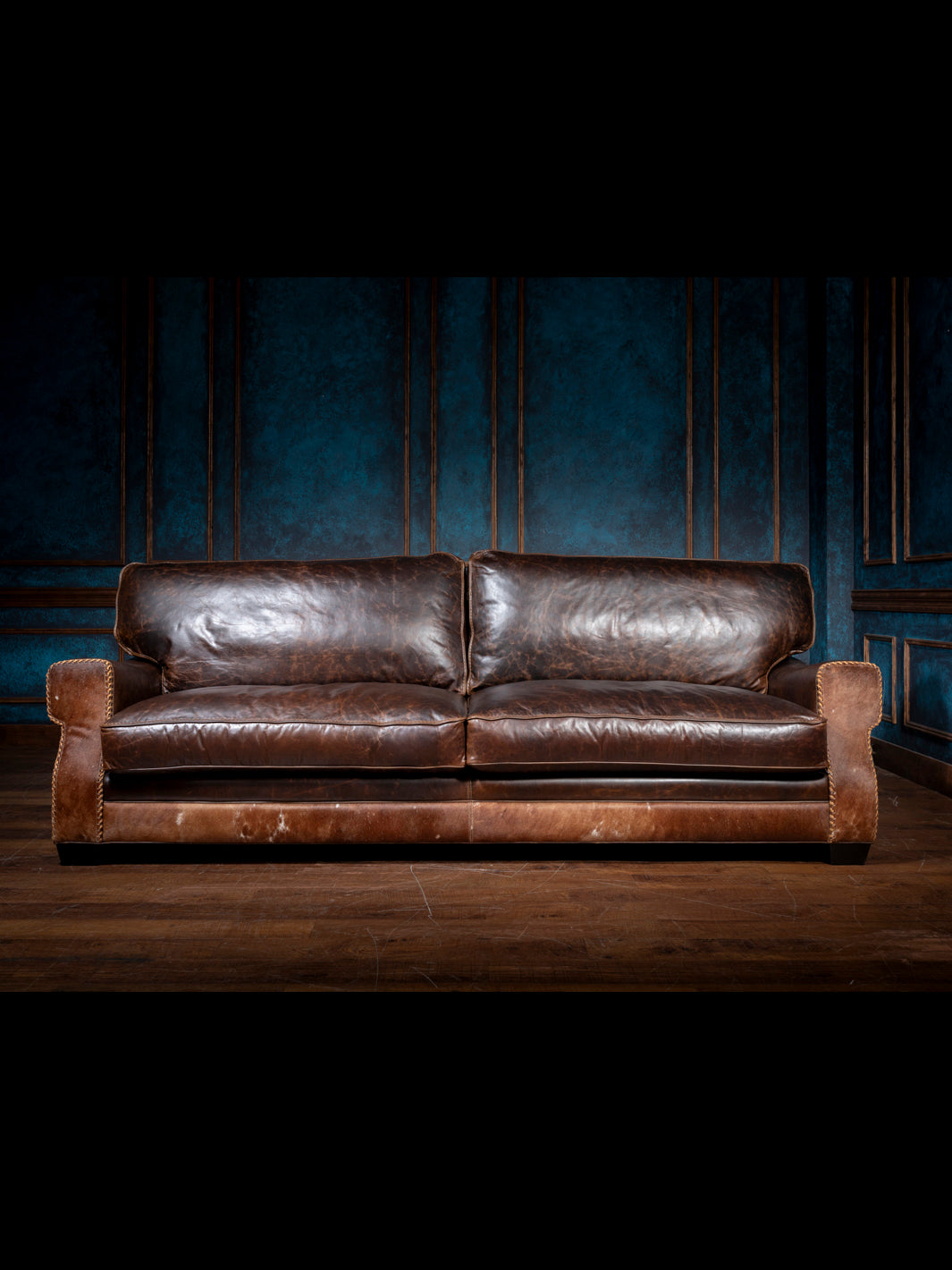 High Plains Leather and Cowhide Sofa