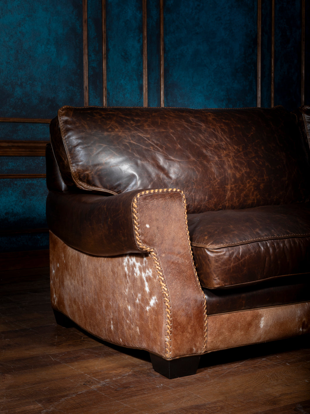 High Plains Leather and Cowhide Sofa