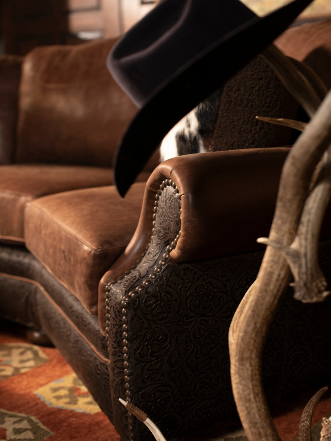 Bristol Molasses Leather Curved Sofa