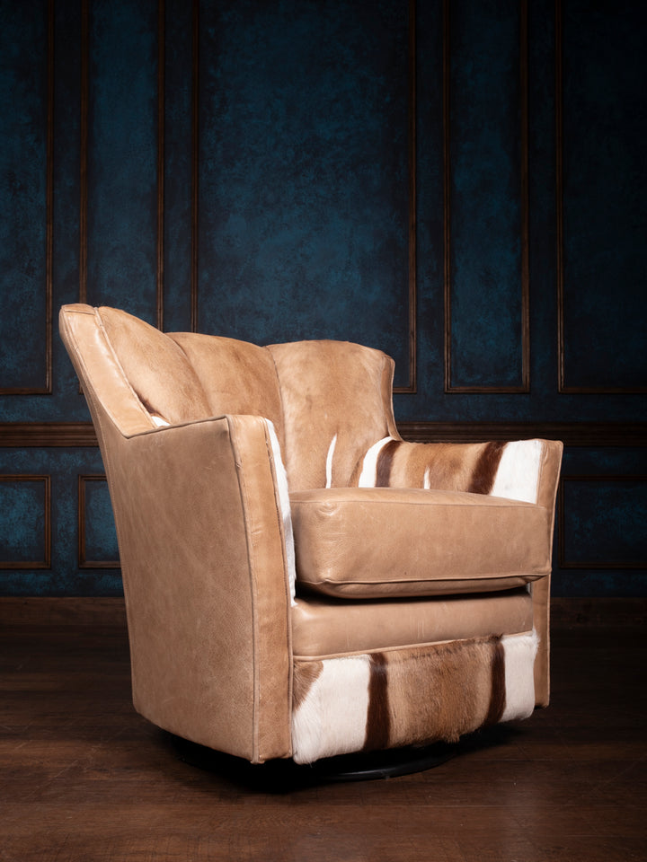 Cambridge Linen Leather Puma Swivel Chair