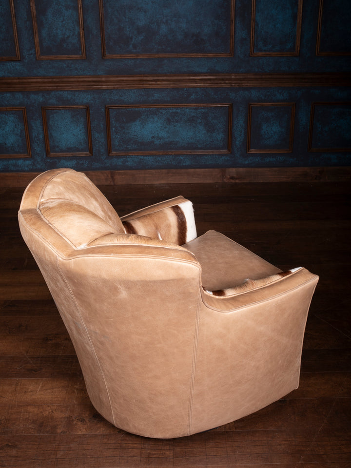 Cambridge Linen Leather Puma Swivel Chair