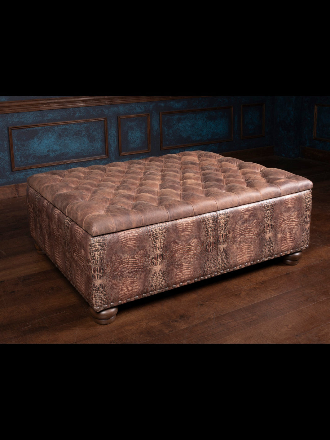 Gator Mesa Tufted Leather Storage Ottoman
