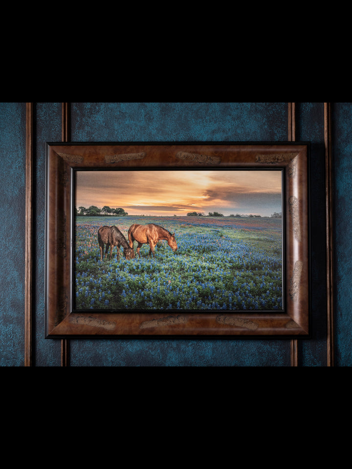 Morning Glory Horizon - Horses in Bluebonnet Field Western Art