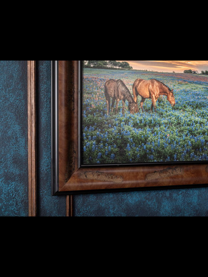 Morning Glory Horizon - Horses in Bluebonnet Field Western Art