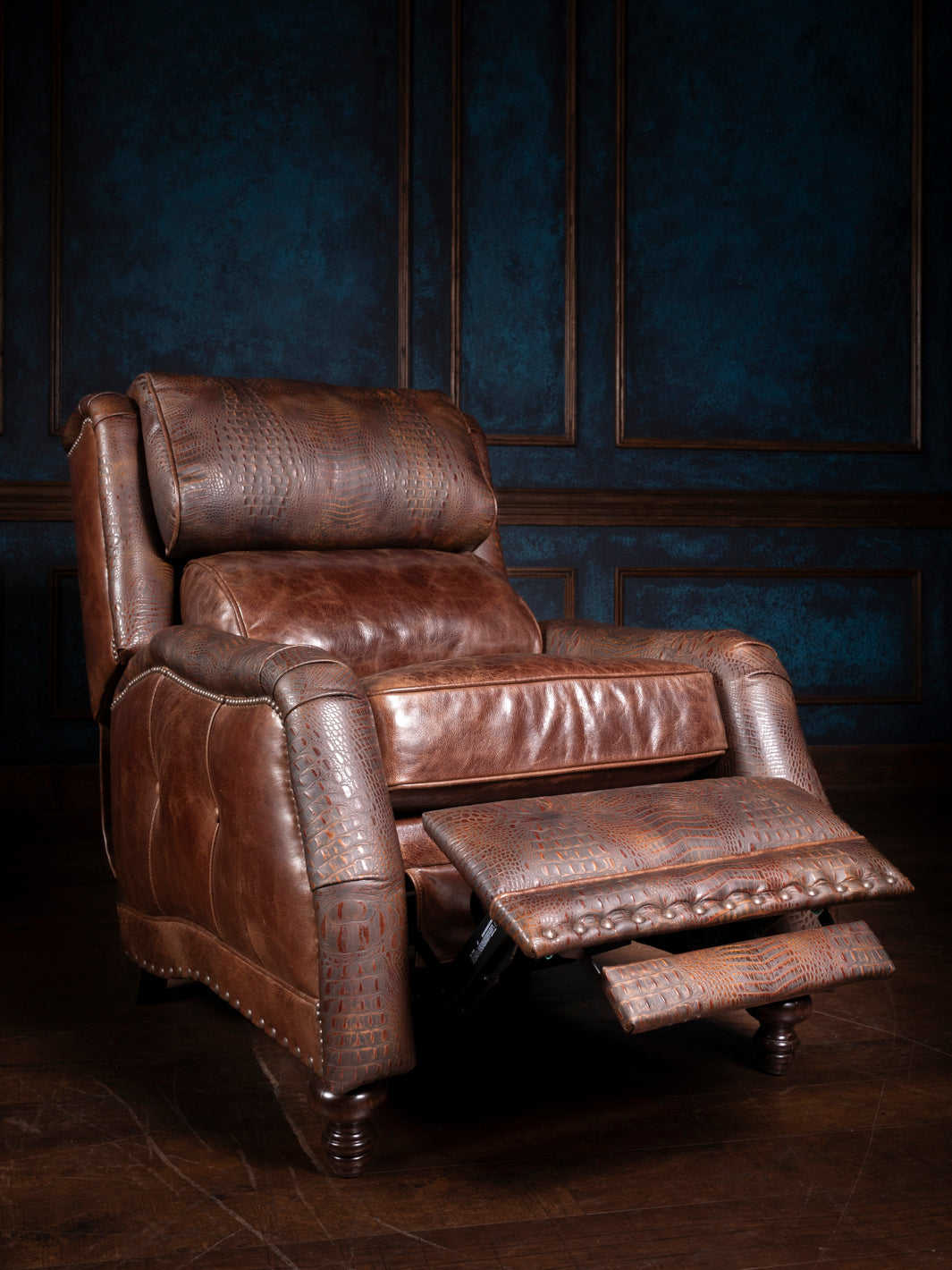 Rustic Croc Leather Recliner