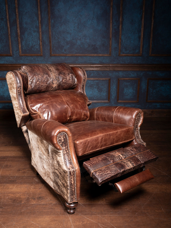 Rustic Luxe Croc Embossed Leather Recliner