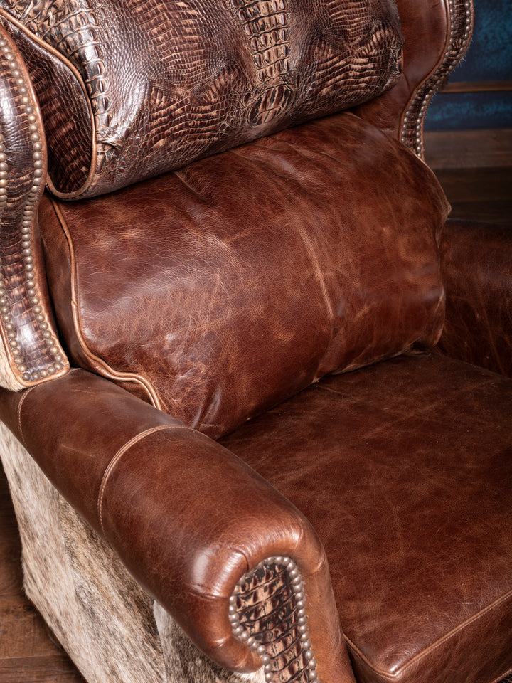 Rustic Luxe Croc Embossed Leather Recliner