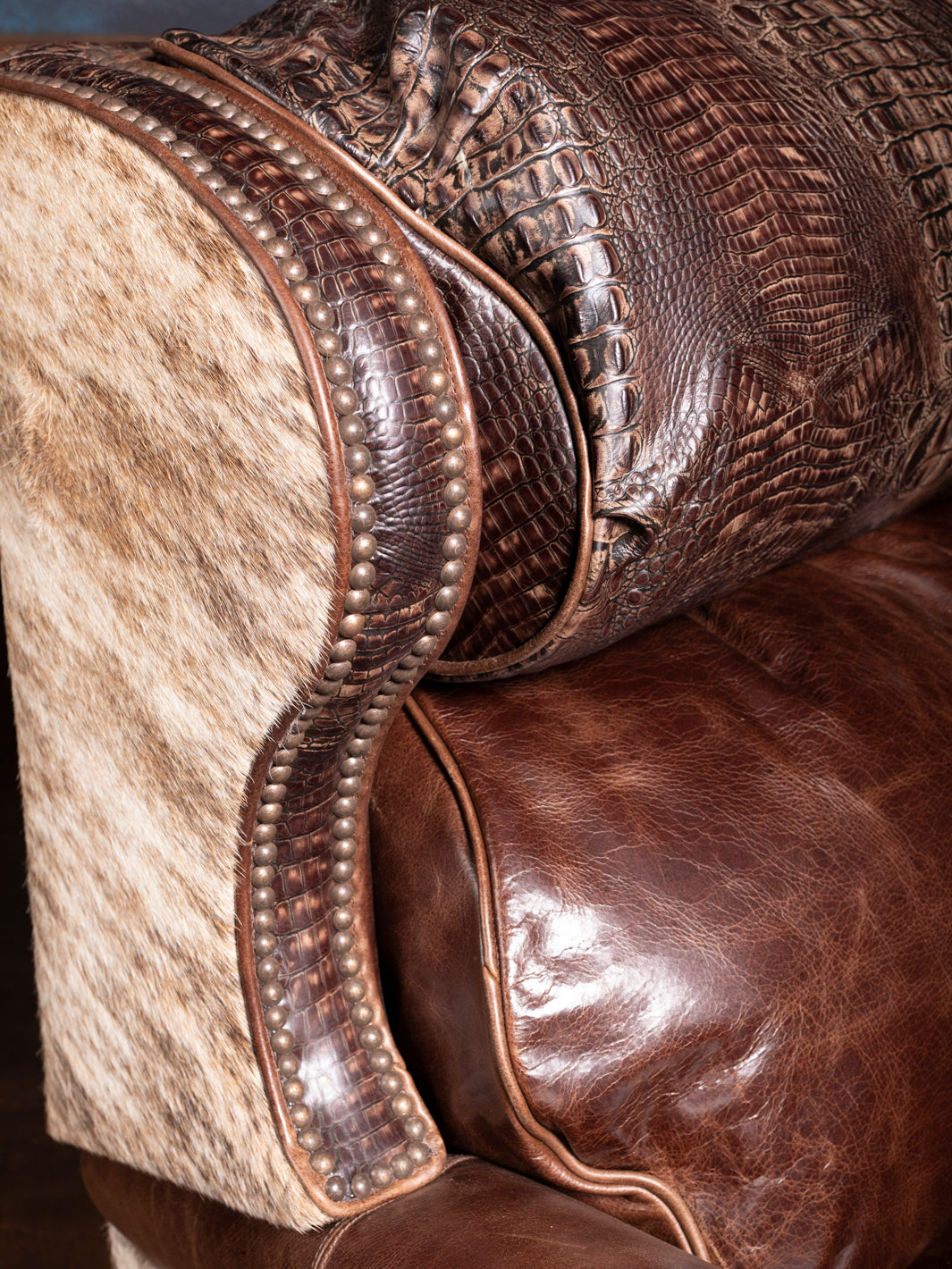 Rustic Luxe Croc Embossed Leather Recliner