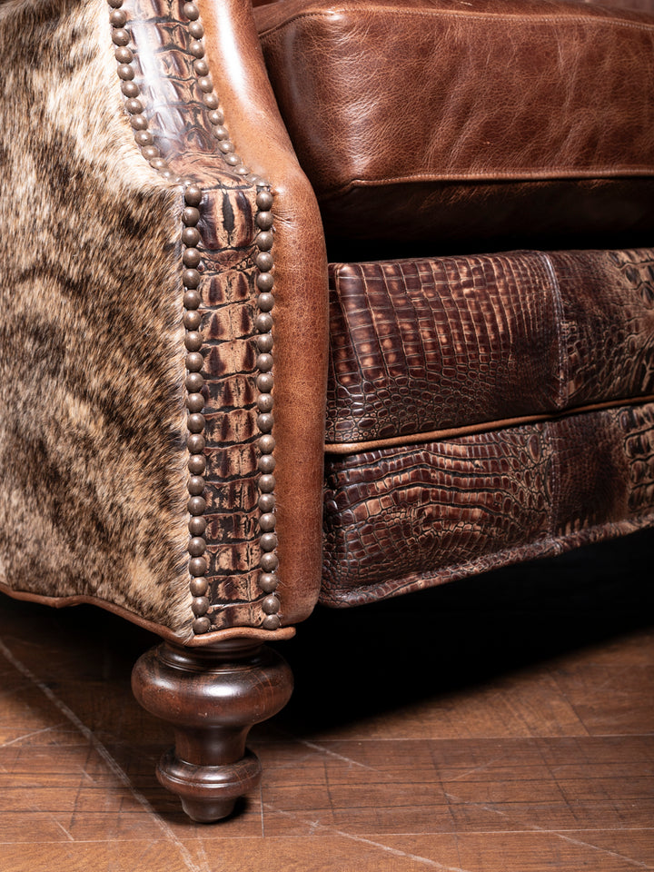 Rustic Luxe Croc Embossed Leather Recliner