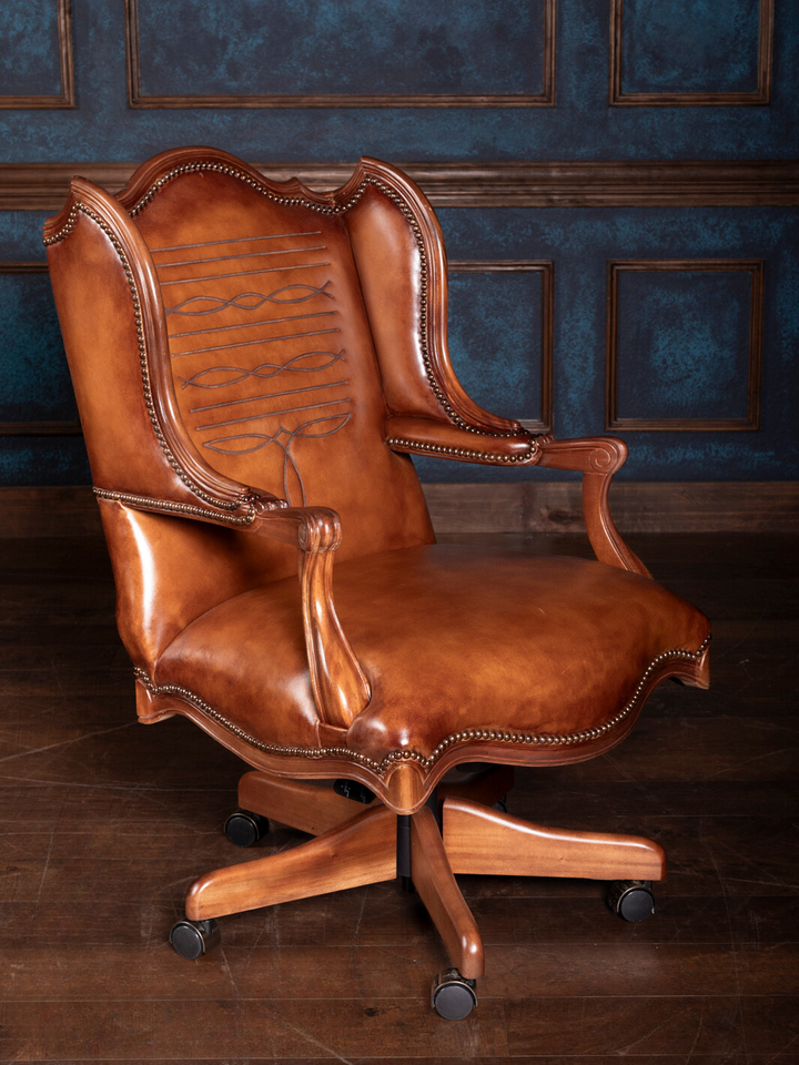 Saddle Stitch Leather Desk Chair