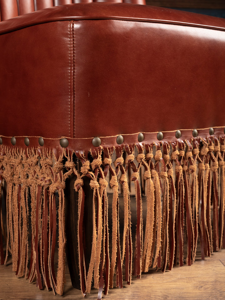 Scalloped Red Leather Accent Chair