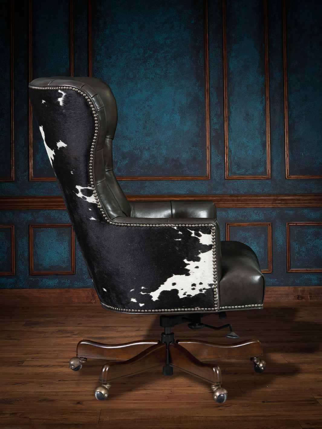 Speckled Cowhide Leather Desk Chair Runyon's Fine Furniture Speckled Cowhide Leather Desk Chair Runyon's Fine Furniture