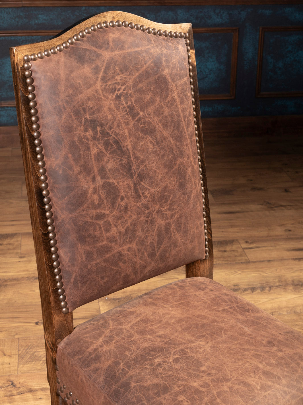 Close up angle of inside back and seat of dining room chair
