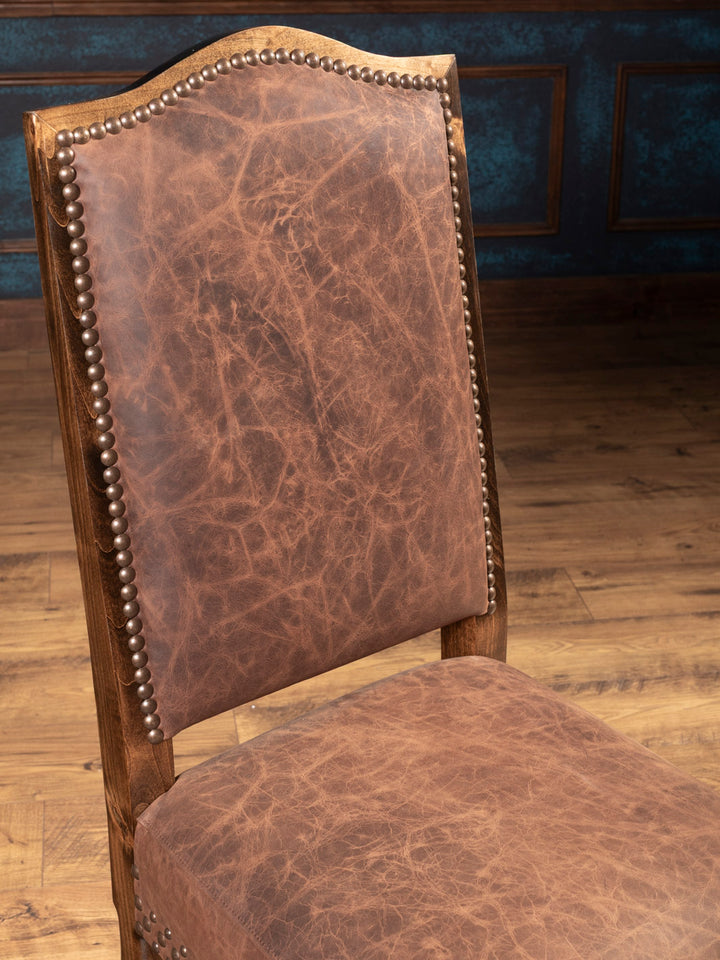 Close up angle of inside back and seat of dining room chair