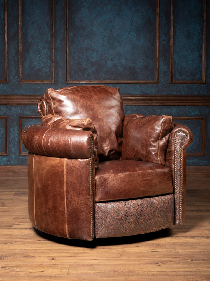 Texas Luxe Leather Snug Swivel Recliner
