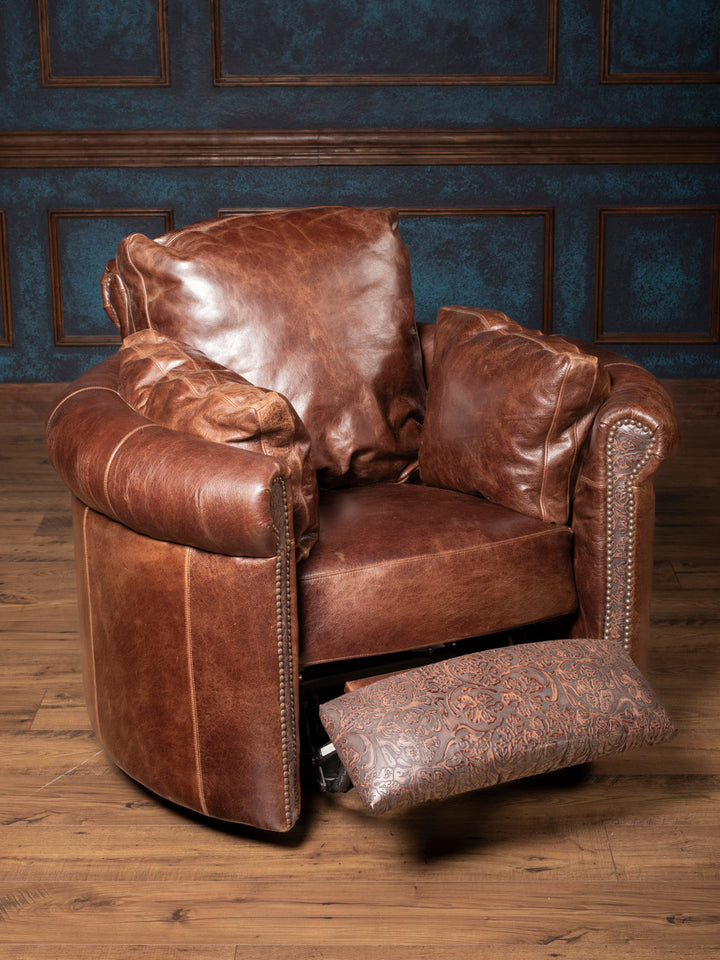 Texas Luxe Leather Snug Swivel Recliner