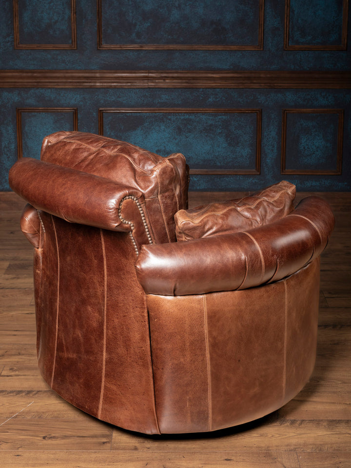 Texas Luxe Leather Snug Swivel Recliner