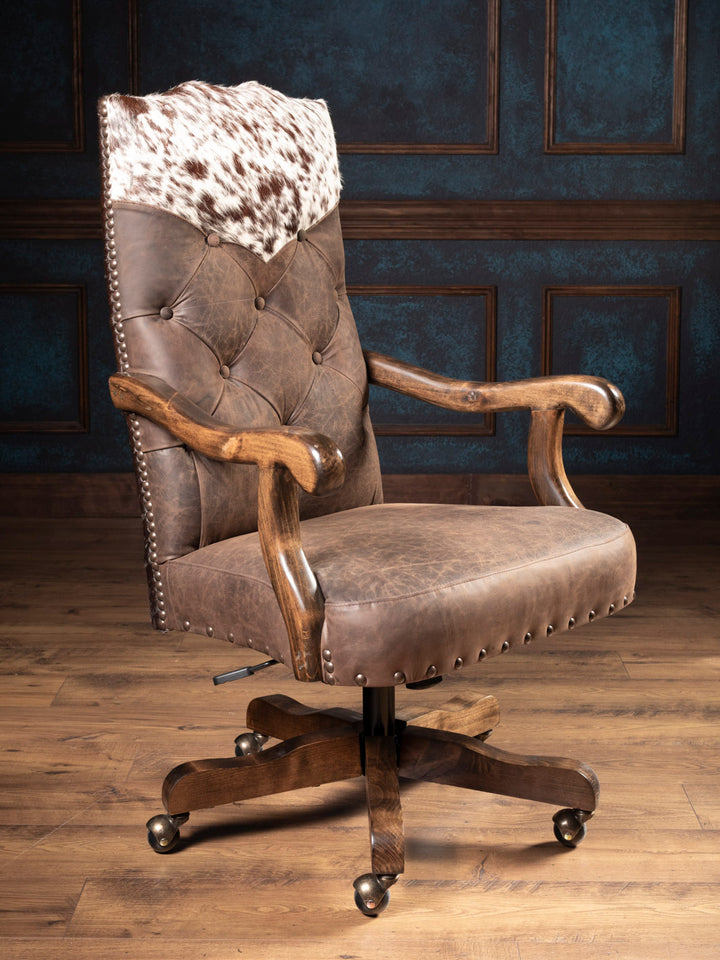 Tufted Desert Mustang Leather Desk Chair