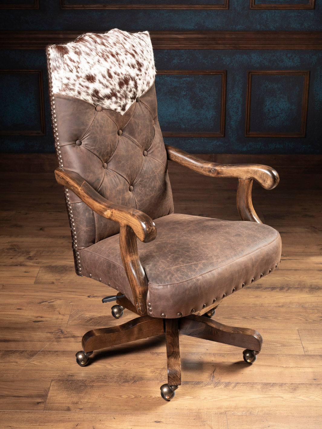 Tufted Desert Mustang Leather Desk Chair