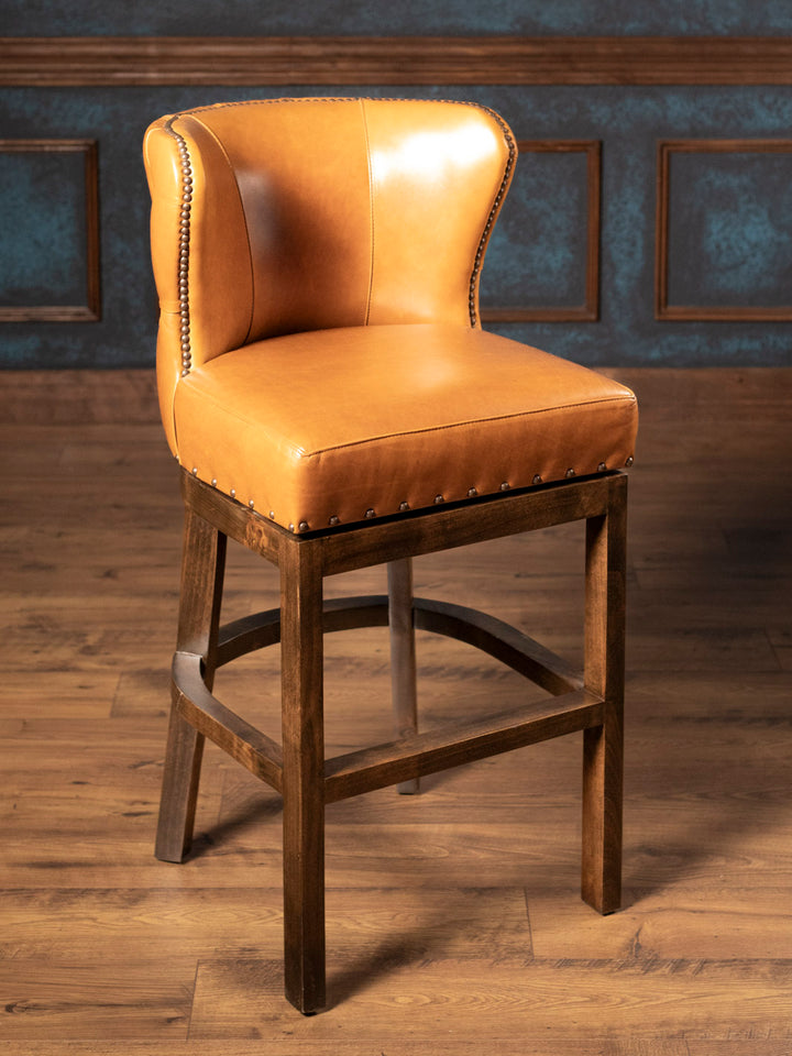 Tufted Saddleback Leather Bar Stool