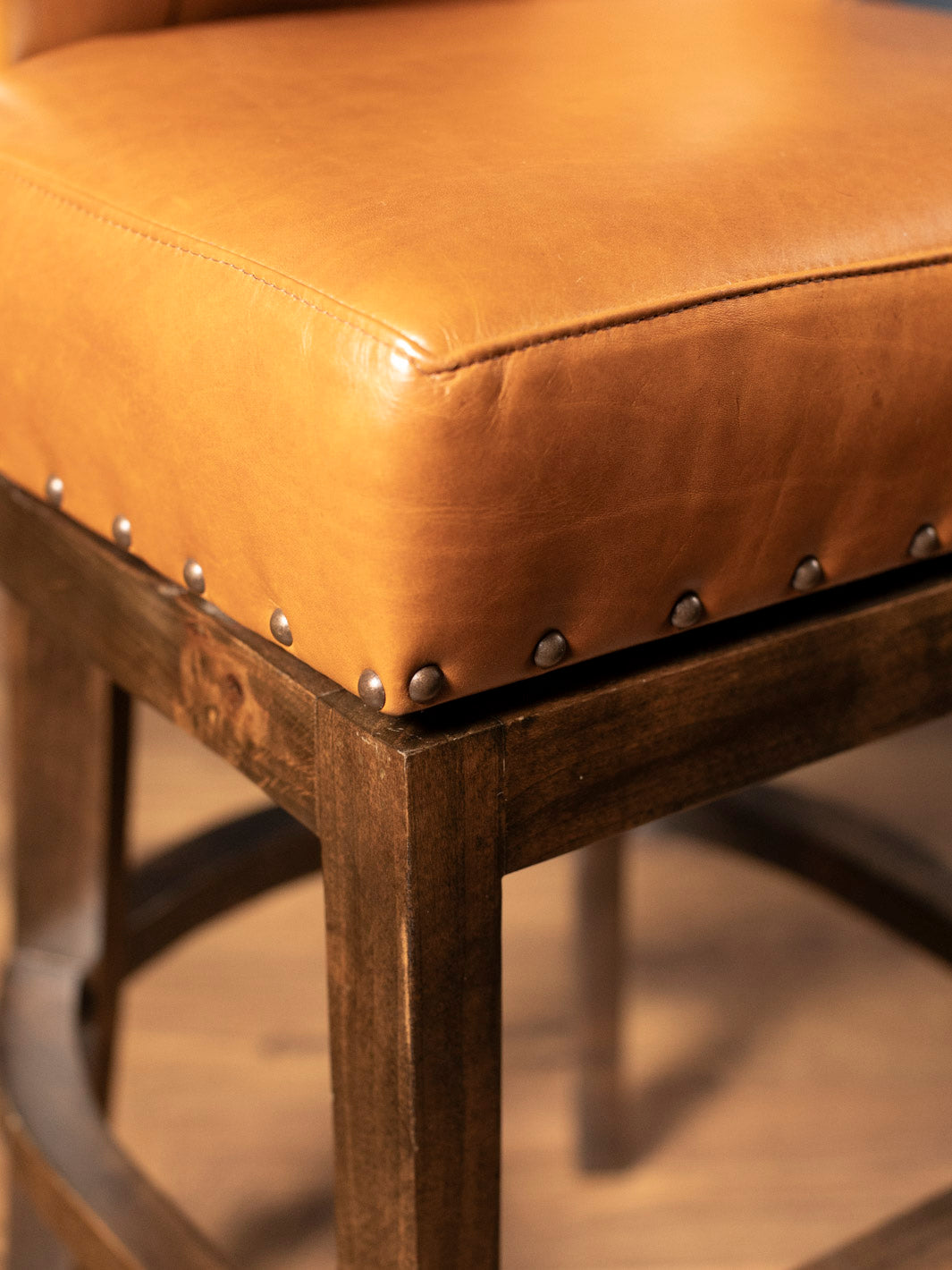 Tufted Saddleback Leather Bar Stool