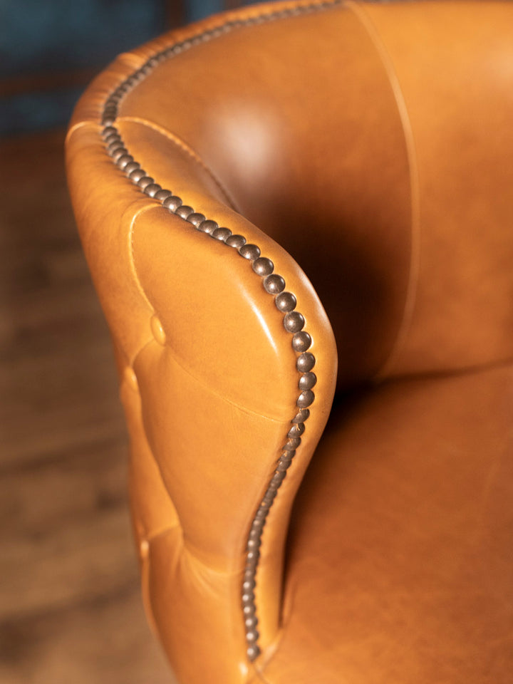 Tufted Saddleback Leather Bar Stool