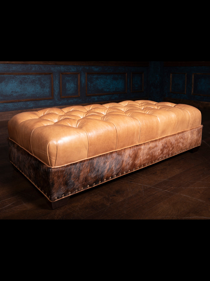 Tufted Hair on Hide Leather Ottoman