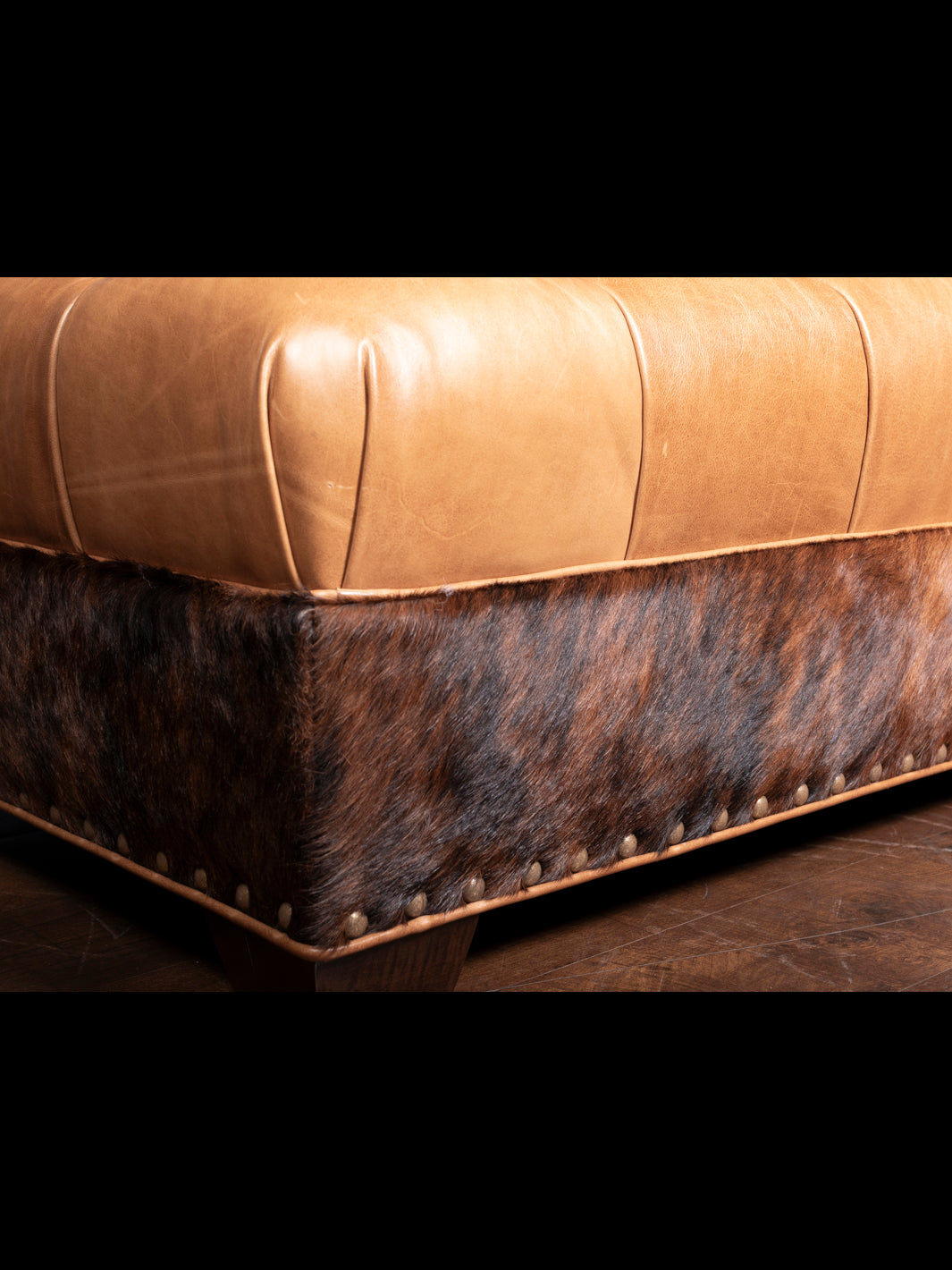 Tufted Hair on Hide Leather Ottoman