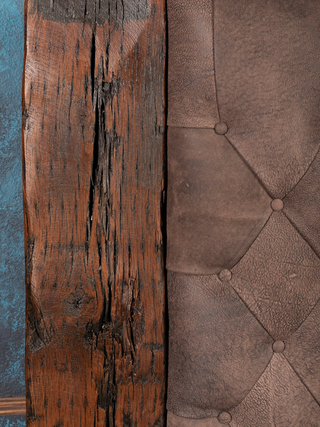 Close-up of reclaimed wood poster. 