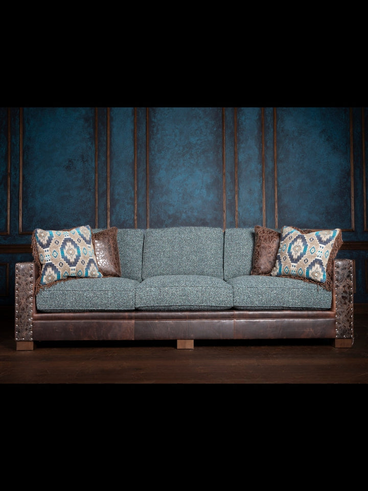 Turquoise Leather & Fabric Montana Sofa