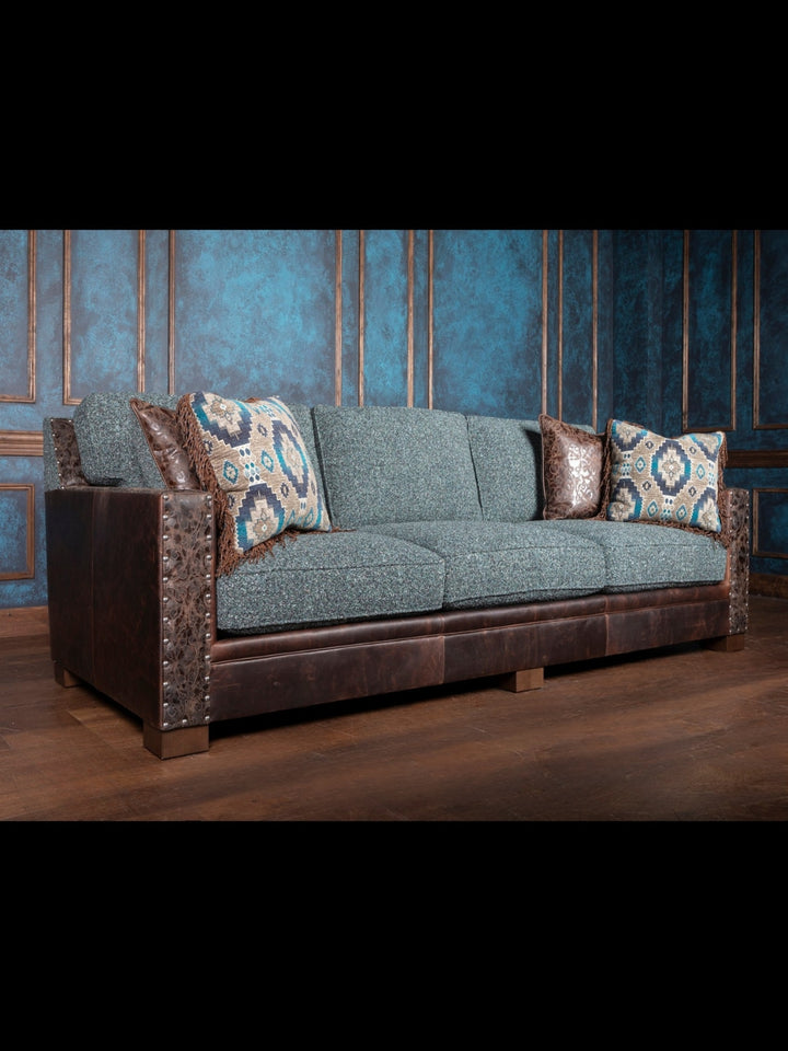 Turquoise Leather & Fabric Montana Sofa