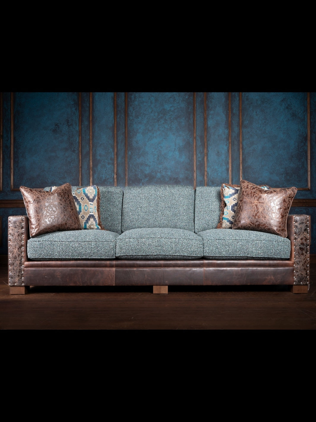 Turquoise Leather & Fabric Montana Sofa