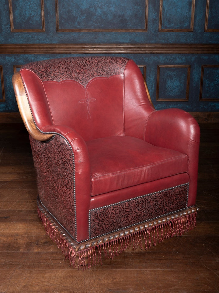 Tuscany Red Leather Swivel Chair