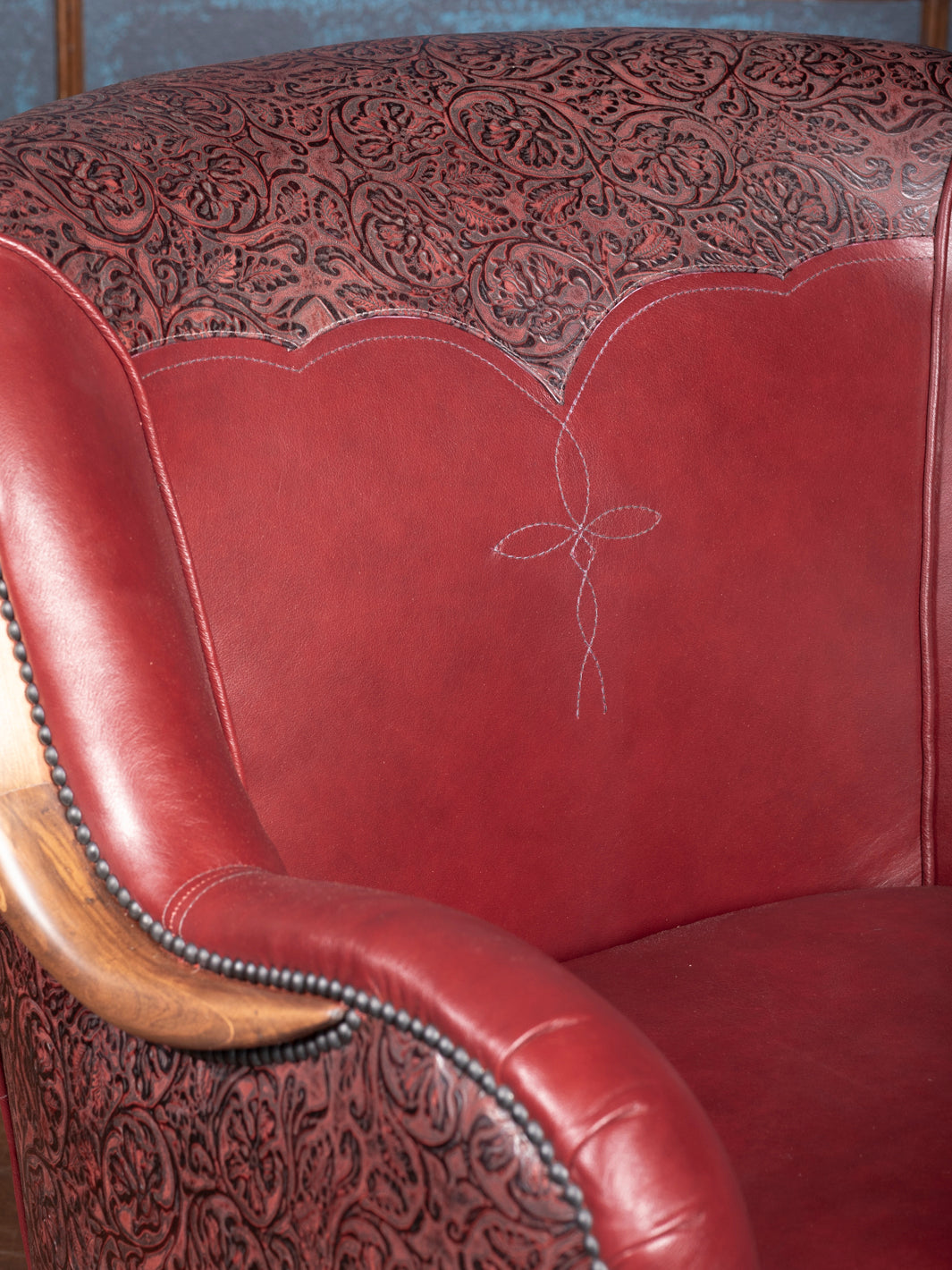 Tuscany Red Leather Swivel Chair