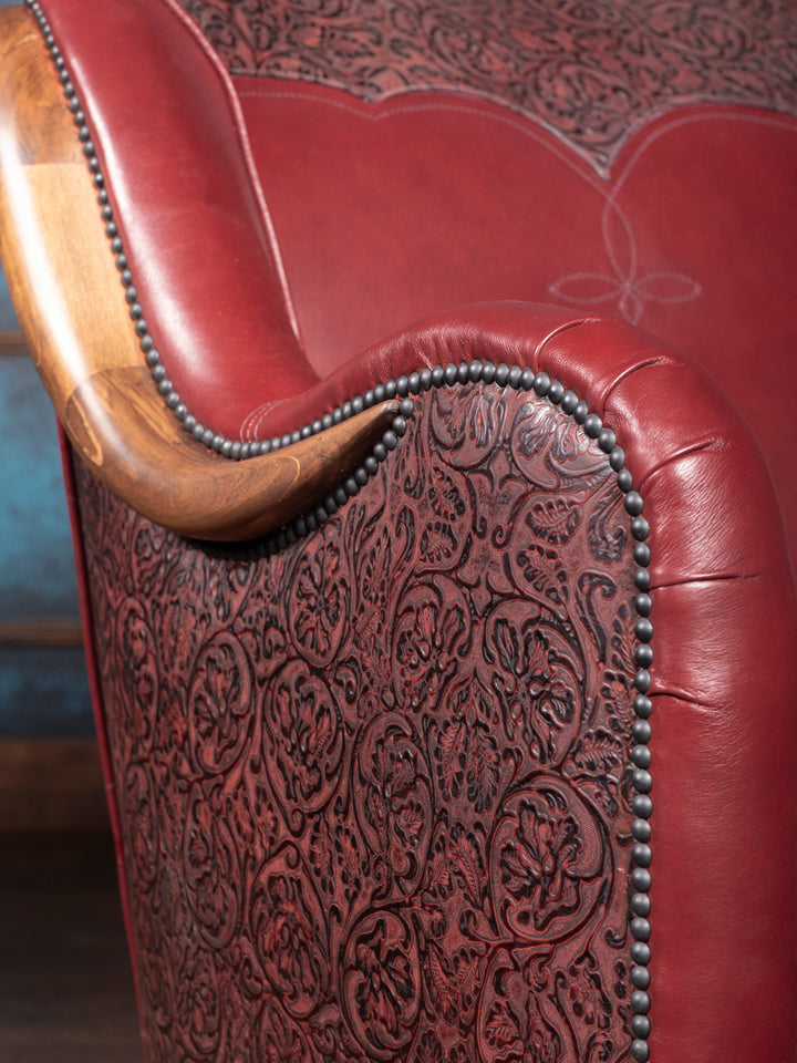 Tuscany Red Leather Swivel Chair