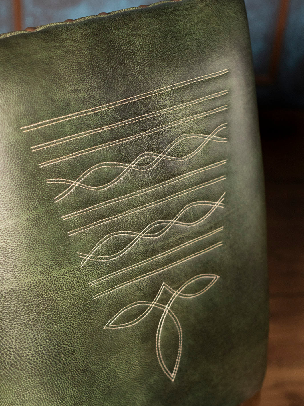 Verde Vaquero Boot Stitch Leather Dining Chair